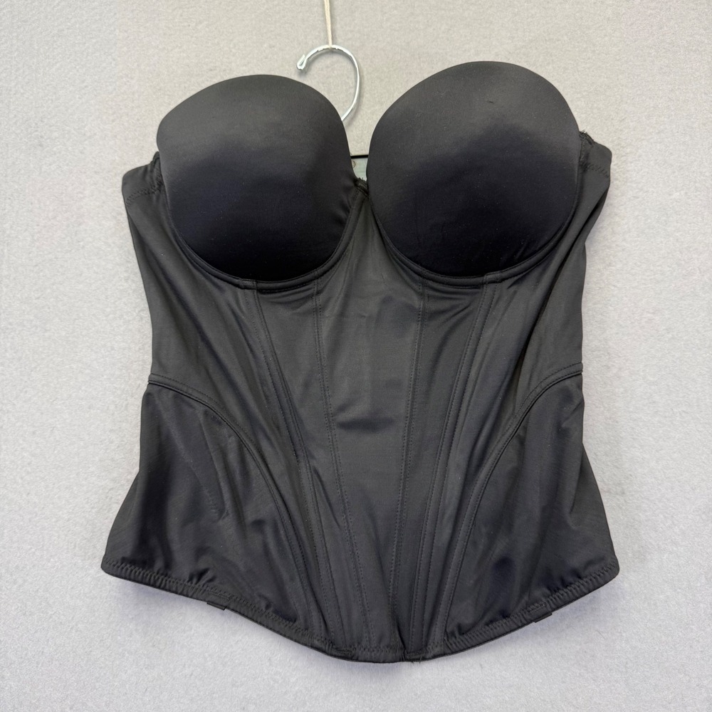 Jezebel 32533 Black Strapless Bustier Corset Bra Underwire Padded 36C Womens